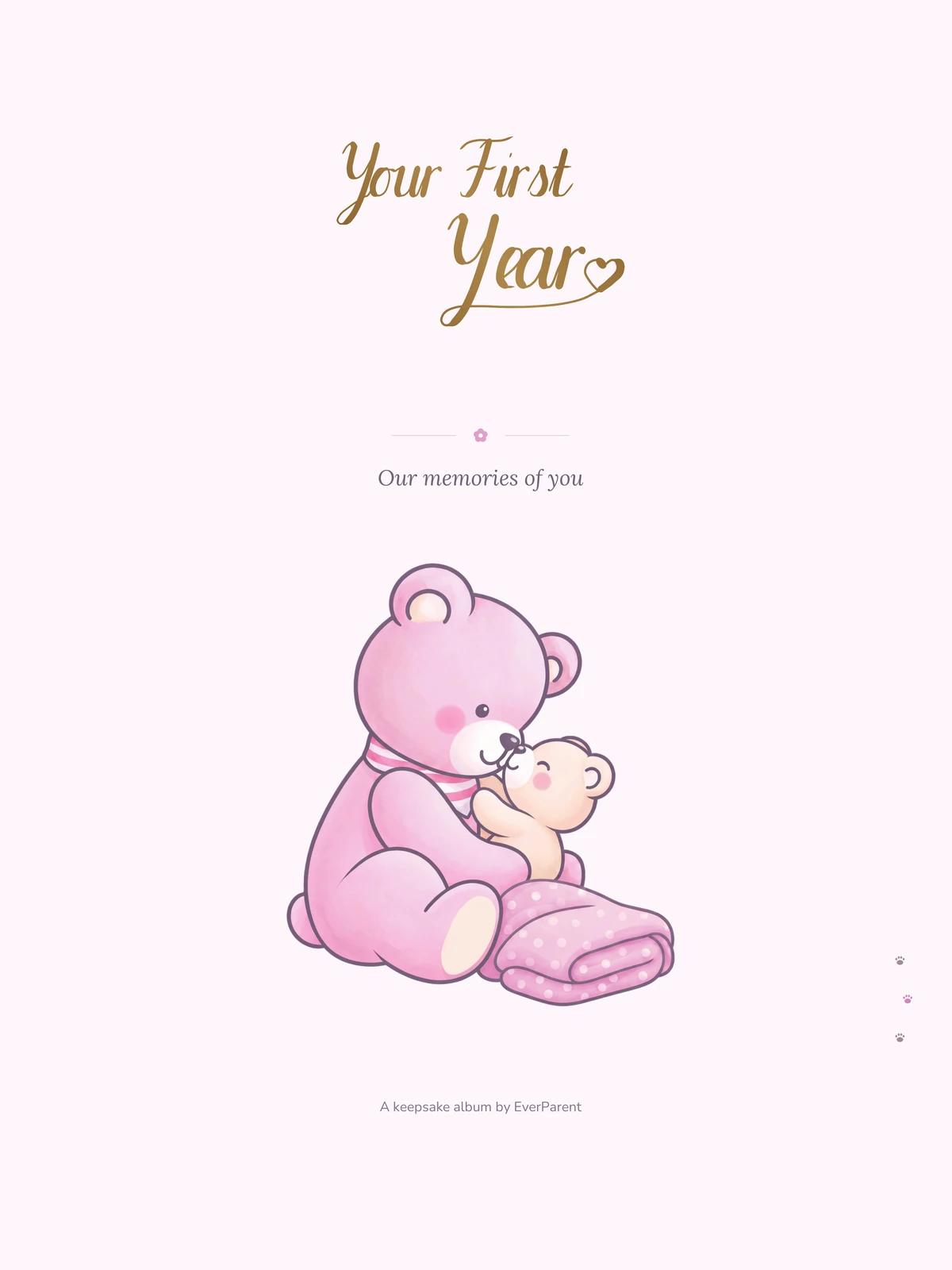 Title page Personalized Baby Book “Your First Year” – Pink Edition