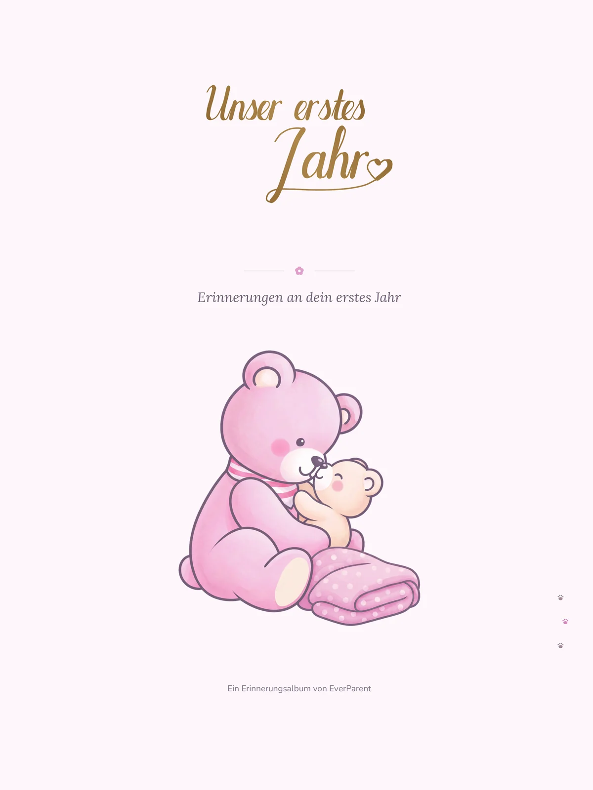 Title page Personalized Baby Book “Your First Year” – Pink Edition