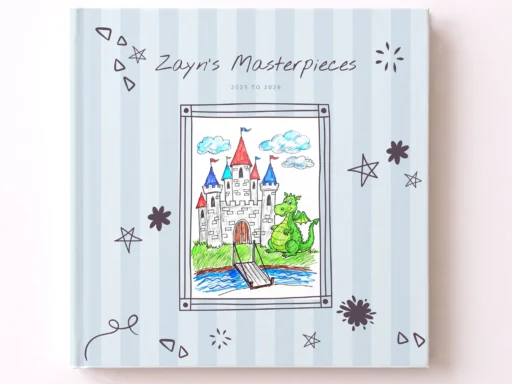 Книга из детских рисунков «Zayn’s Masterpieces» в голубом цвете, твердая обложка