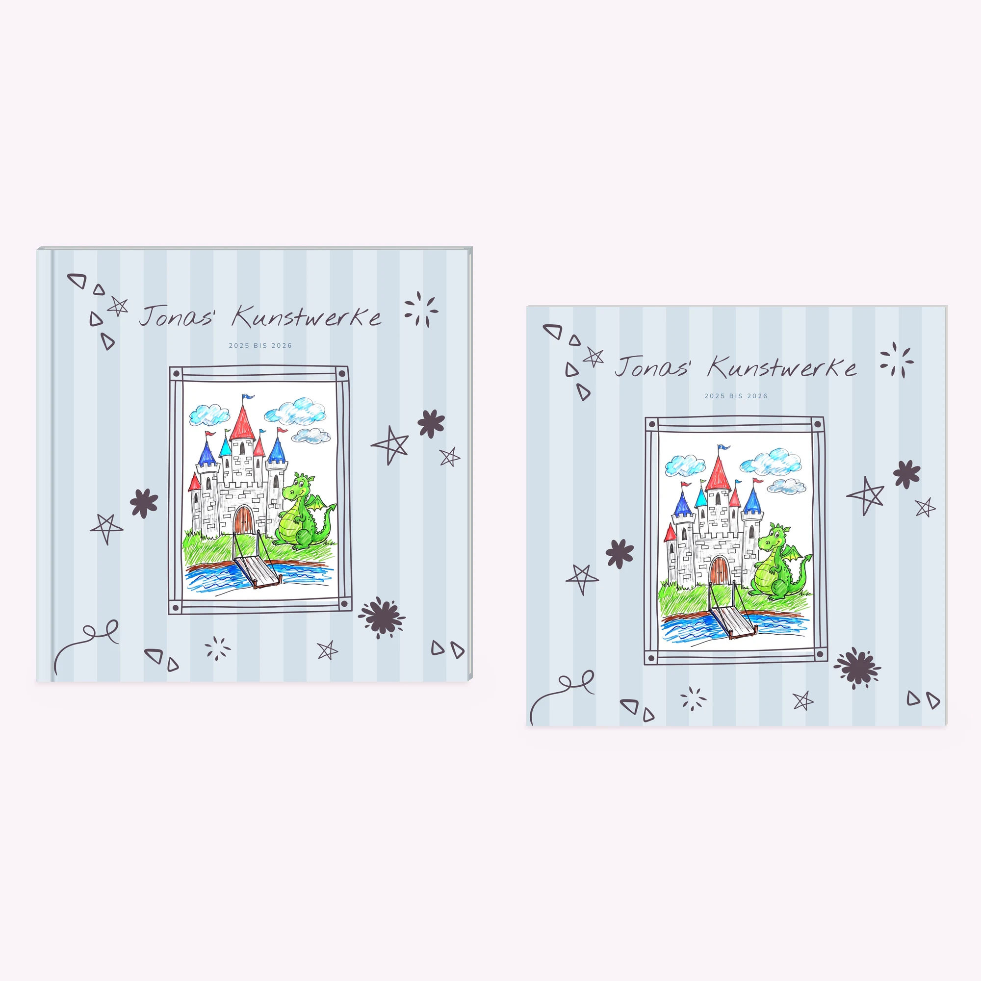 Kunstbuch in Blau als Hardcover und Softcover nebeneinander